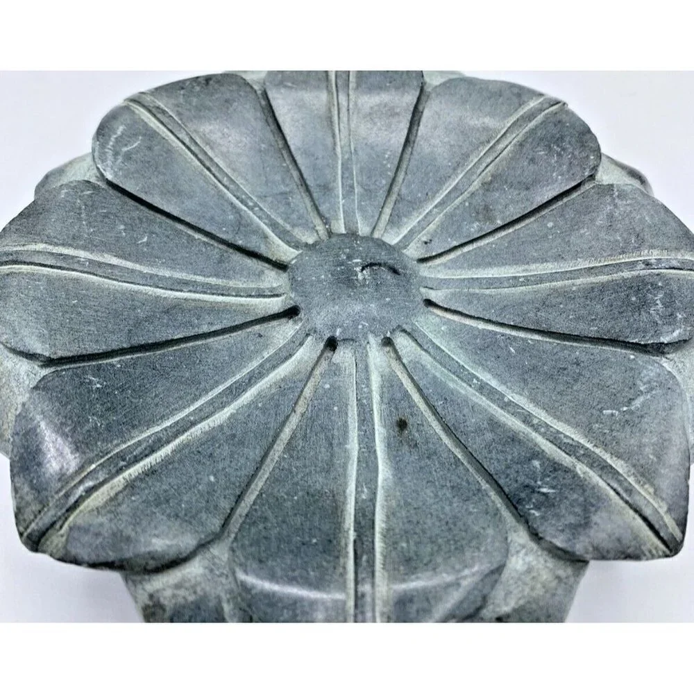 Mystic Passage Home Collection Green Ceramic Flower Leaf Pillar Candle Holder